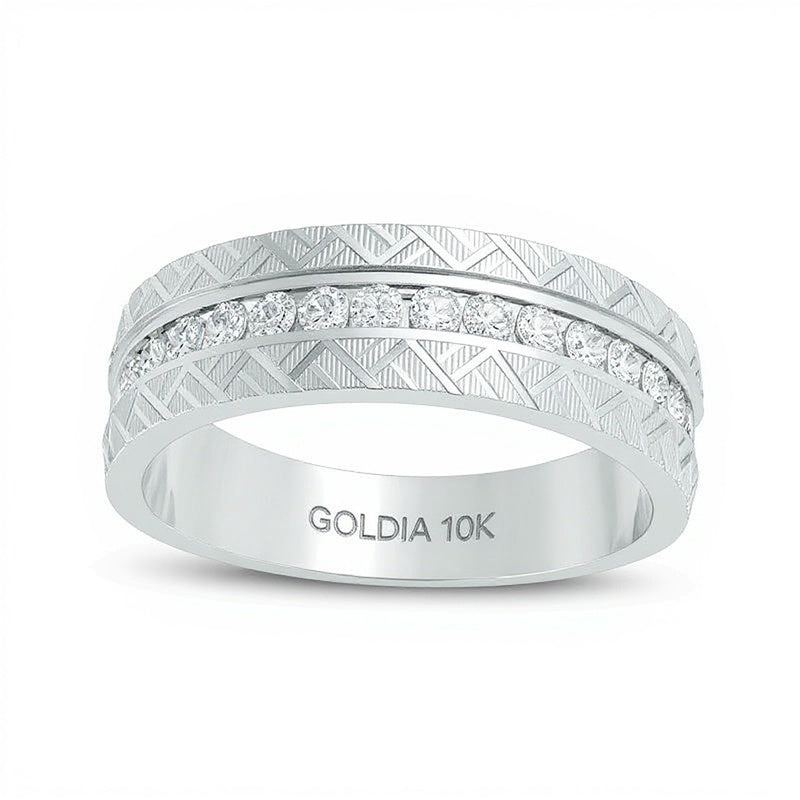 0.5 ct. Gesamtgewicht Diamant-Ehering im Zickzack-Muster aus 10K Weißgold