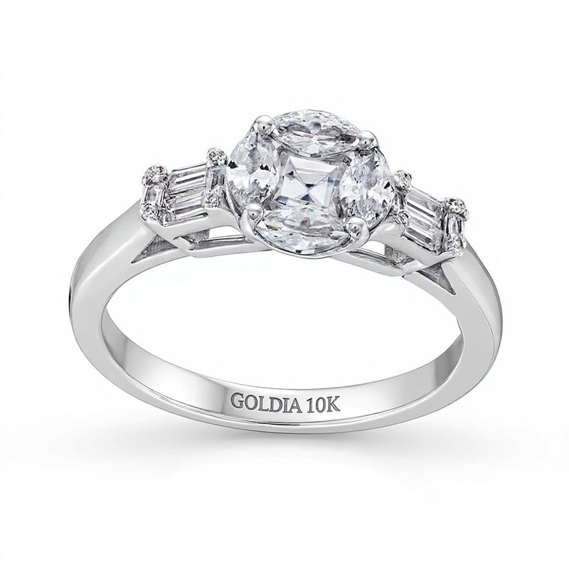 Verlobungsring Komposit mit Diamanten 1.0 ct. Gesamtgewicht in 10K Weißgold