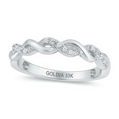 0.13 ct. Gesamtgewicht Diamant-Ring in geflochtenem Design aus 10K Weißgold