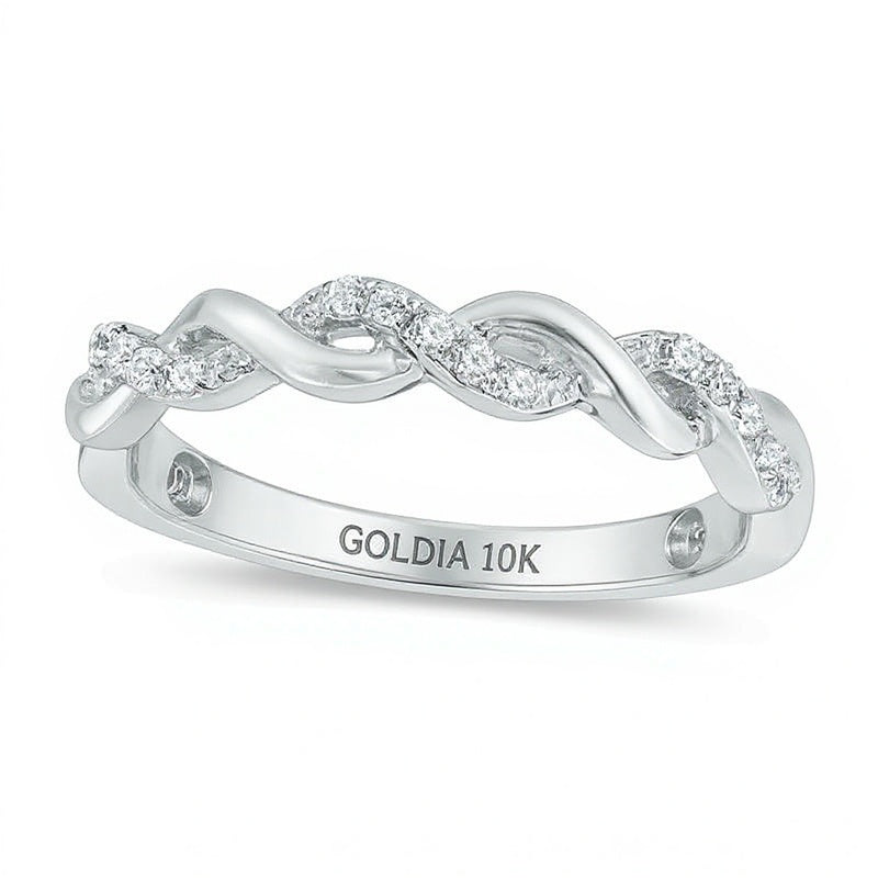 0.13 ct. Gesamtgewicht Diamant-Ring in geflochtenem Design aus 10K Weißgold