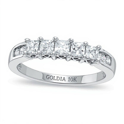 0.75 ct. Gesamtgewicht Ring mit Diamanten im Princess- und Rundschliff in 10K Weißgold