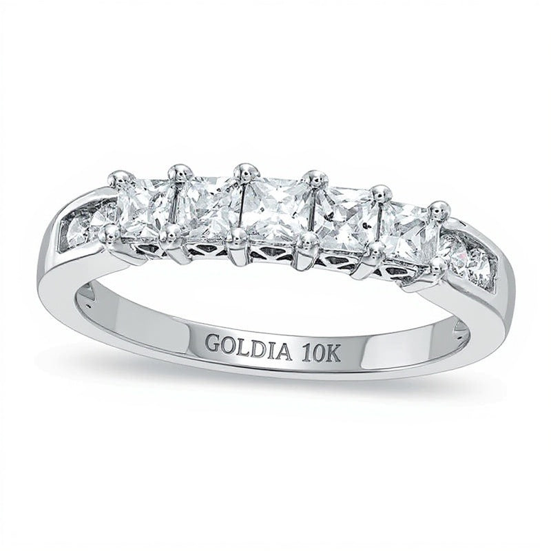 0.75 ct. Gesamtgewicht Ring mit Diamanten im Princess- und Rundschliff in 10K Weißgold