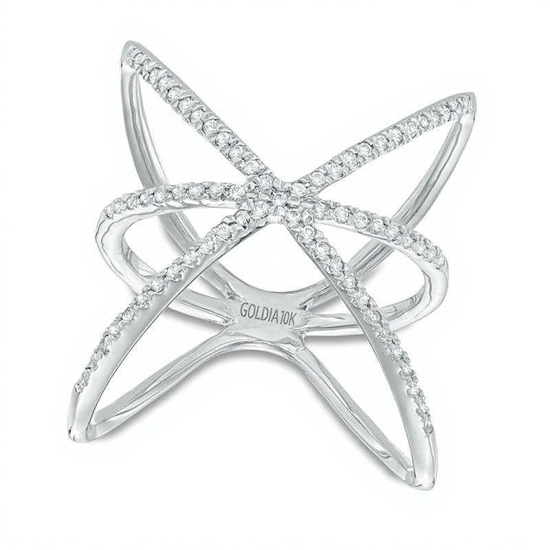 Fashion-Ring mit Diamanten 0,25 ct. Gesamtgewicht in 10K Weißgold