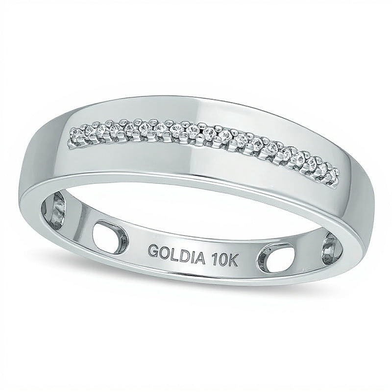 Ehering mit Diamant-Besatz in 10K Weißgold