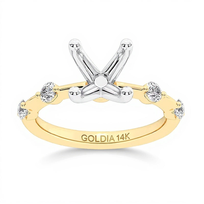 0,25 ct. Gesamtgewicht Diamant Station Semi-Mount Fassung in 14K Gelbgold