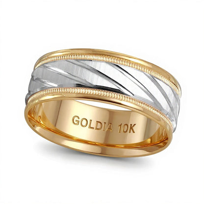 7,0mm Ehering diagonal in 10K Gold Two-Tone