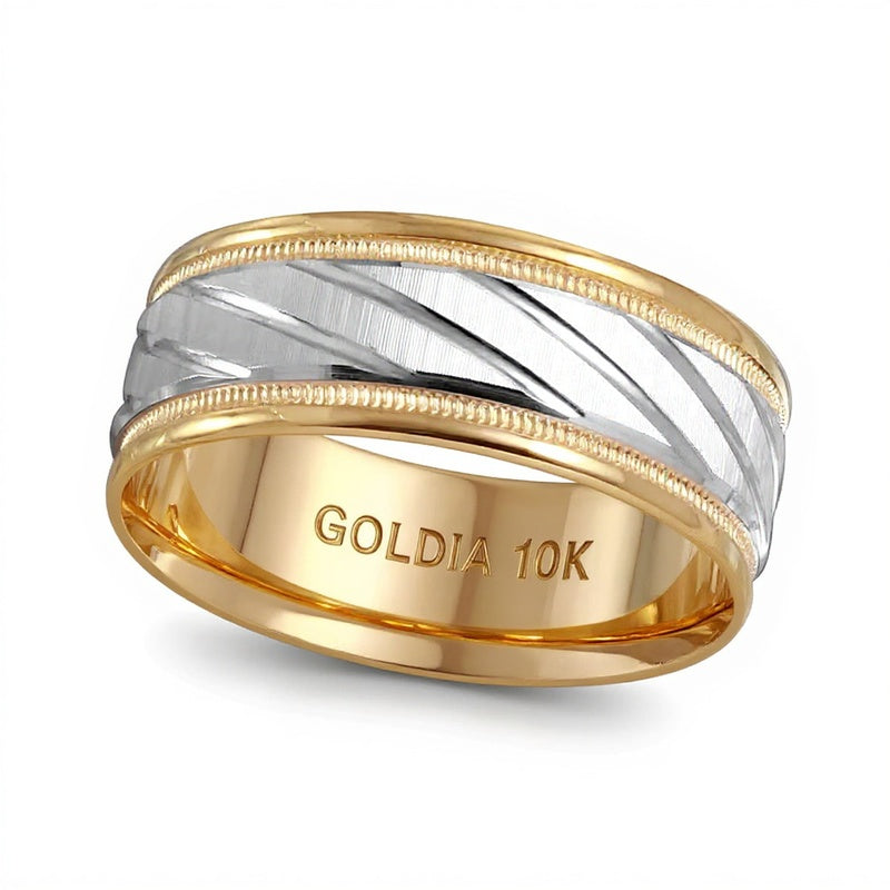 7,0mm Ehering diagonal in 10K Gold Two-Tone