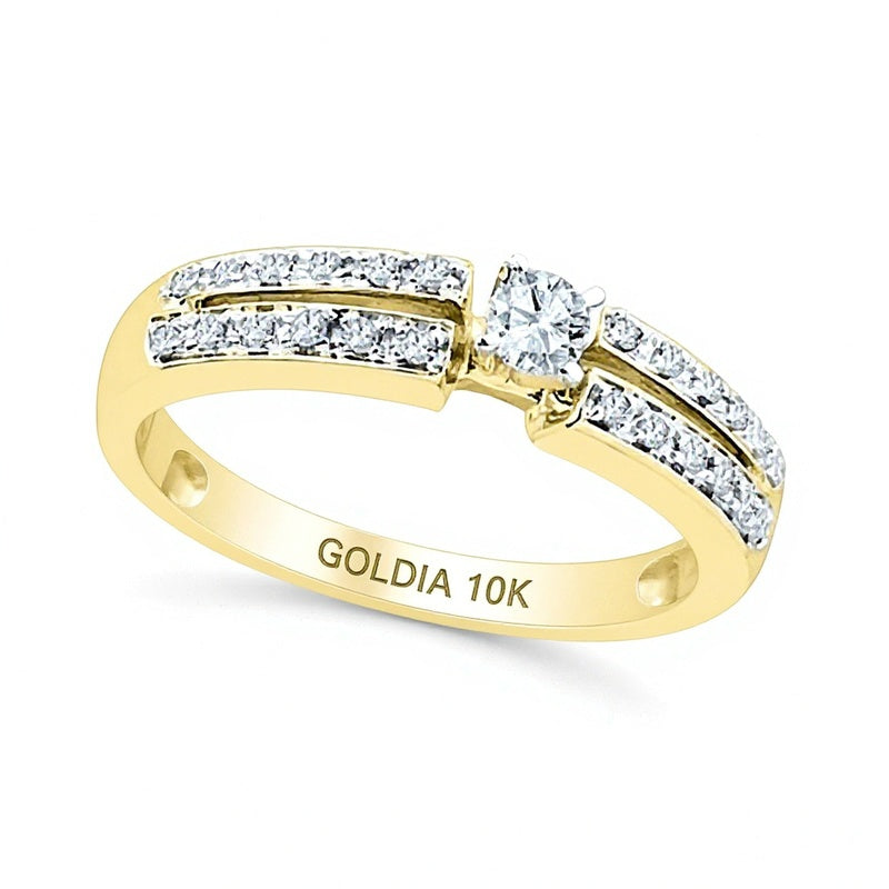 0.25 CT. Gesamtgewicht Diamant Freundschaftsring mit geteiltem Ringschienen-Design in 10K Gelbgold