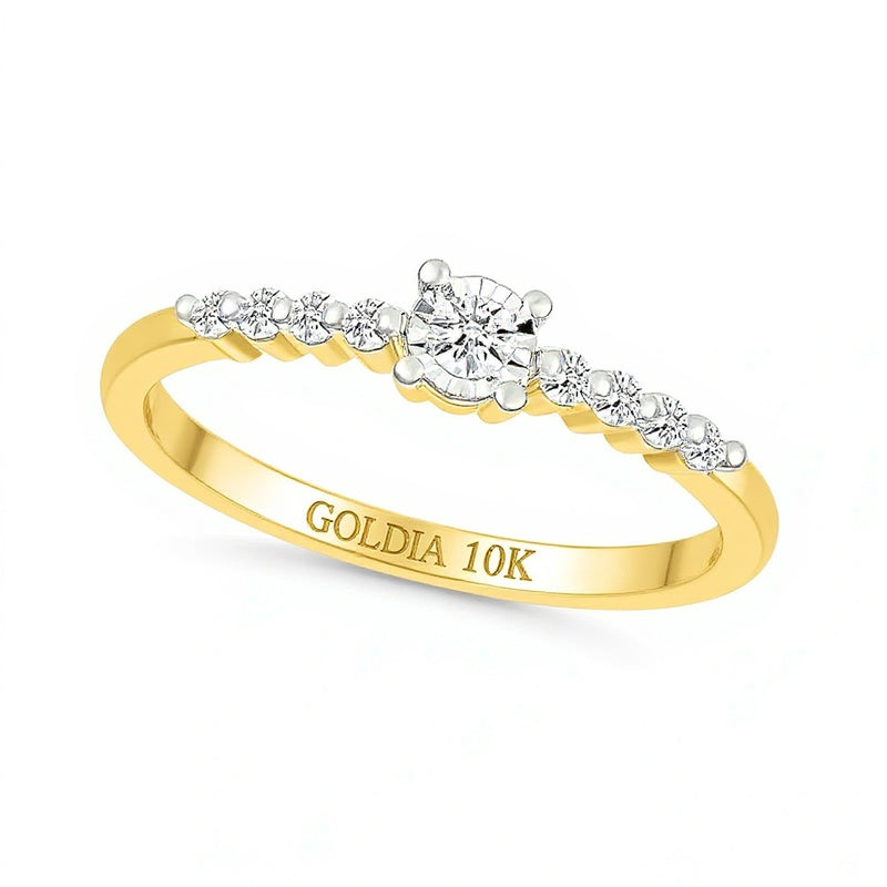 0.1 ct. Gesamtgewicht Diamant Stapelring mit neun Steinen in 10K Gelbgold