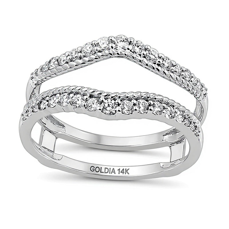 0.38 ct. Gesamtgewicht Diamant Solitär-Enhancer mit Seilstruktur und doppelter Reihe in 14K Weißgold