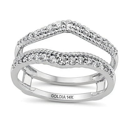 0.38 ct. Gesamtgewicht Diamant Solitär-Enhancer mit Seilstruktur und doppelter Reihe in 14K Weißgold