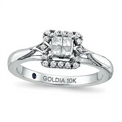 Cherished Promise Collection™ Freundschaftsring mit Diamanten im Princess- und Rundschliff 0,25 ct. Gesamtgewicht in 10K Weißgold