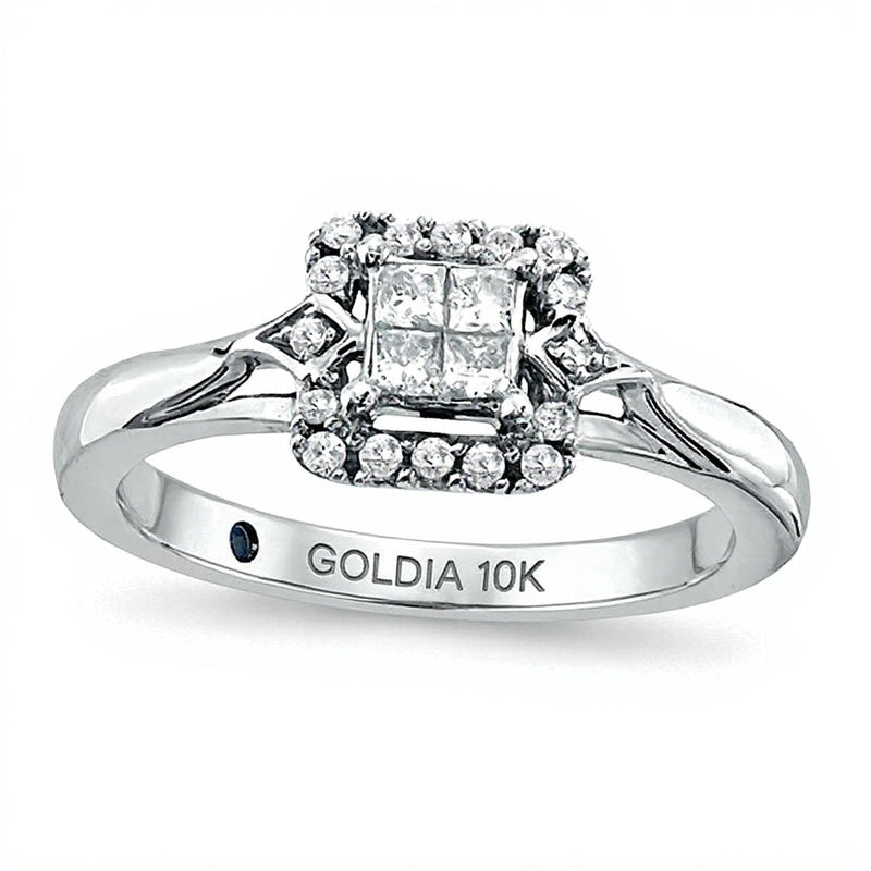Cherished Promise Collection™ Freundschaftsring mit Diamanten im Princess- und Rundschliff 0,25 ct. Gesamtgewicht in 10K Weißgold