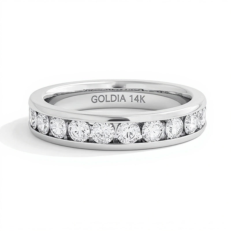 Ring mit 1,0 ct. Gesamtgewicht Diamanten kanalgefasst, Zwölf Steine, in 14K Weißgold
