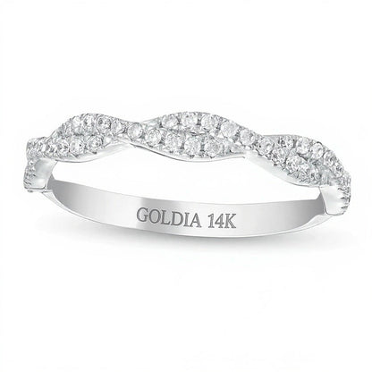 0,25 ct. Gesamtgewicht Diamant Twist Stapelring in 14K Weißgold