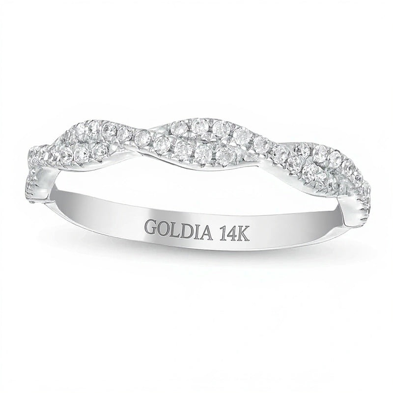 0,25 ct. Gesamtgewicht Diamant Twist Stapelring in 14K Weißgold