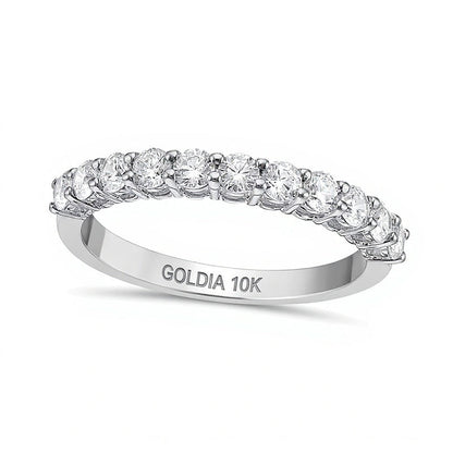 0,75 ct. Gesamtgewicht Diamant-Ring mit elf Steinen in 10K Weißgold (I/I2)