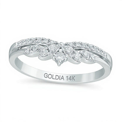 0.25 CT. Gesamtgewicht Diamant Krone Contour Memoire-Ring in 14K Weißgold