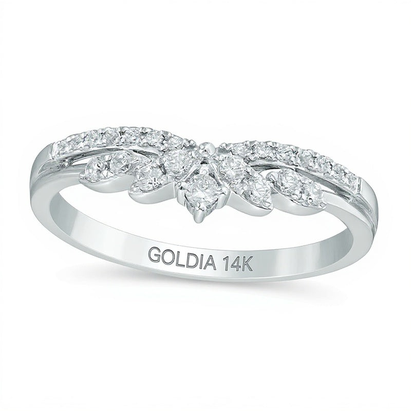 0.25 CT. Gesamtgewicht Diamant Krone Contour Memoire-Ring in 14K Weißgold