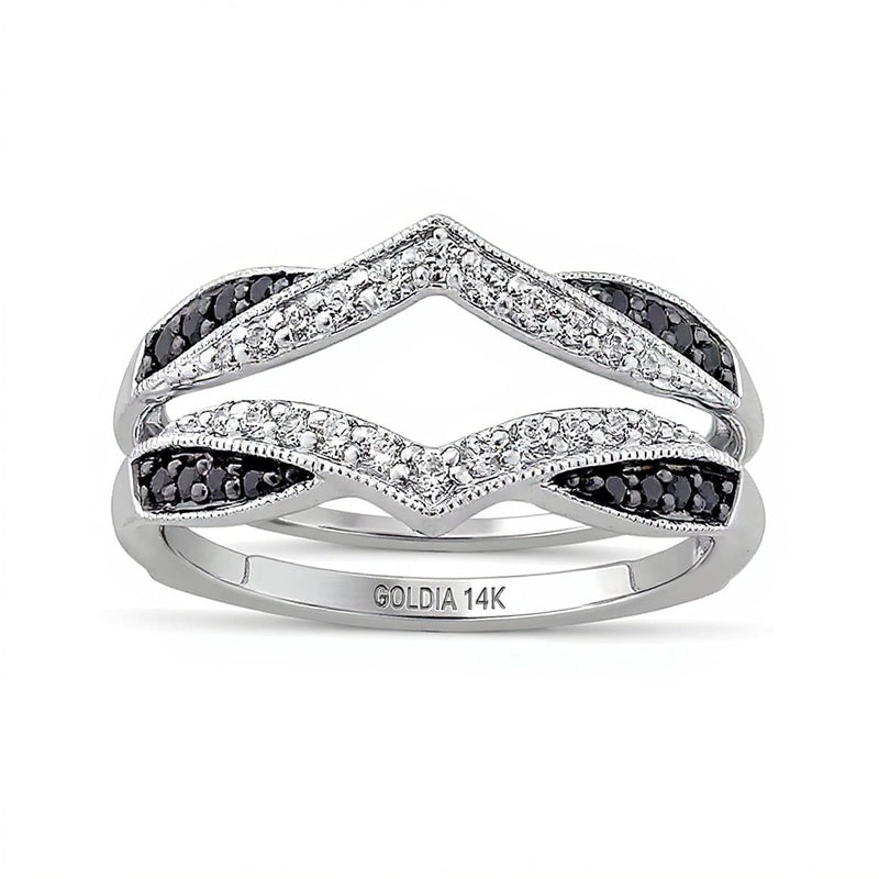 0.33 ct. Gesamtgewicht behandelter schwarzer und weißer Diamant Vintage-Solitär-Enhancer in 14K Weißgold
