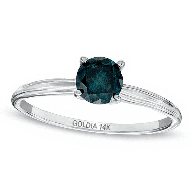 0.75 CT. Solitär-Verlobungsring mit blauem Diamant in 14K Weißgold