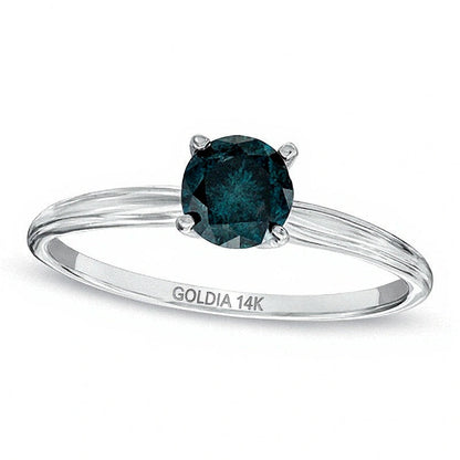 0.75 CT. Solitär-Verlobungsring mit blauem Diamant in 14K Weißgold