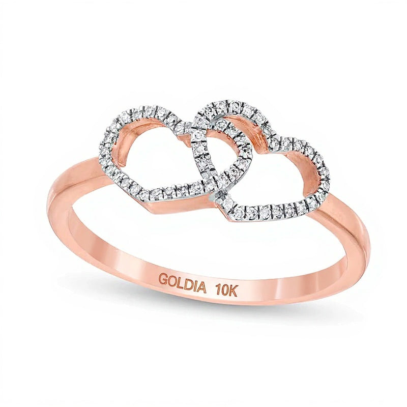 Diamant-Ring Doppelherz 0,1 ct. Gesamtgewicht in 10K Roségold
