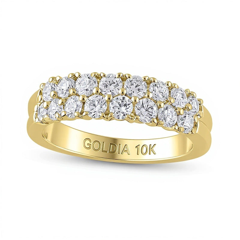 1.0 ct. Gesamtgewicht Diamant Memoire-Ring zweireihig in 10K Gelbgold