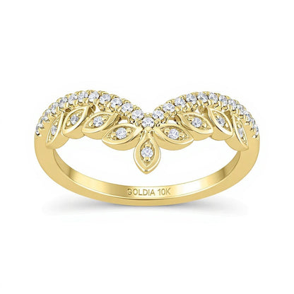 0.2 ct. Gesamtgewicht Diamant-Ring mit Marquise-Fassung im Tiara-Stil aus 10K Gelbgold