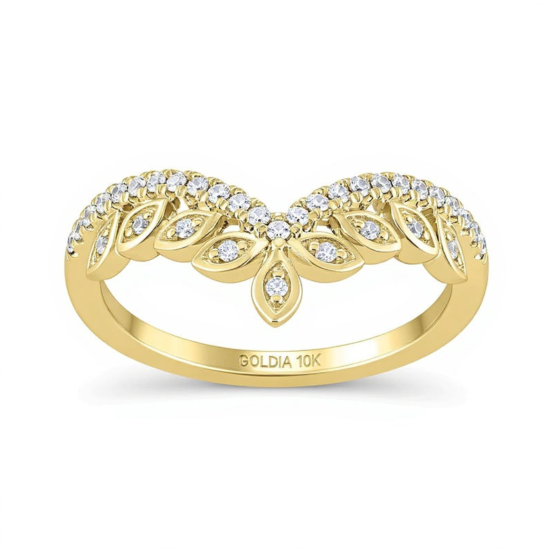 0.2 ct. Gesamtgewicht Diamant-Ring mit Marquise-Fassung im Tiara-Stil aus 10K Gelbgold