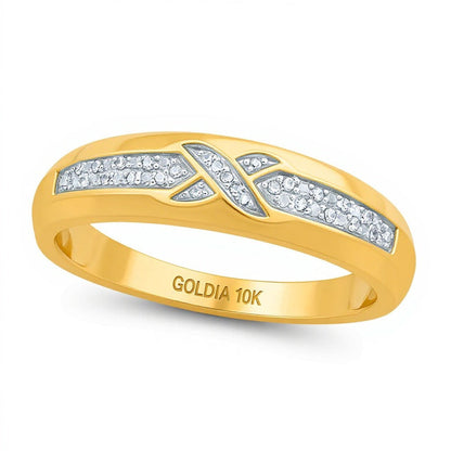 Ehering mit Diamanten 0,05 ct. Gesamtgewicht in 10K Gelbgold