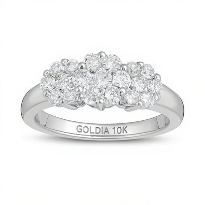 1.0 ct. Gesamtgewicht Komposit-Diamant Blumen-Ring in 10K Weißgold