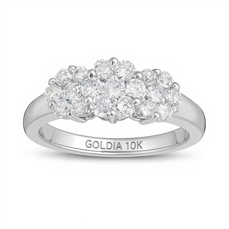 1.0 ct. Gesamtgewicht Komposit-Diamant Blumen-Ring in 10K Weißgold