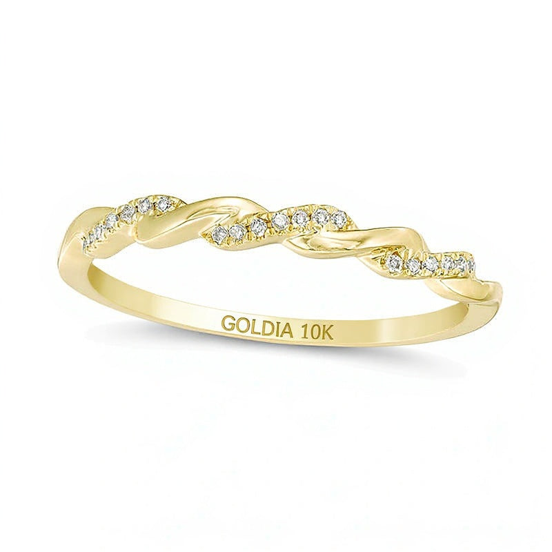 0.05 ct. Gesamtgewicht Diamant Ehering in 10K Gelbgold