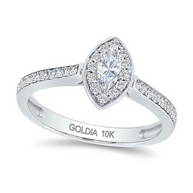 0.25 ct. Gesamtgewicht Freundschaftsring mit Diamanten im Marquise- und Rundschliff in 10K Weißgold