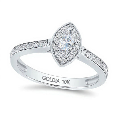 0.25 ct. Gesamtgewicht Freundschaftsring mit Diamanten im Marquise- und Rundschliff in 10K Weißgold