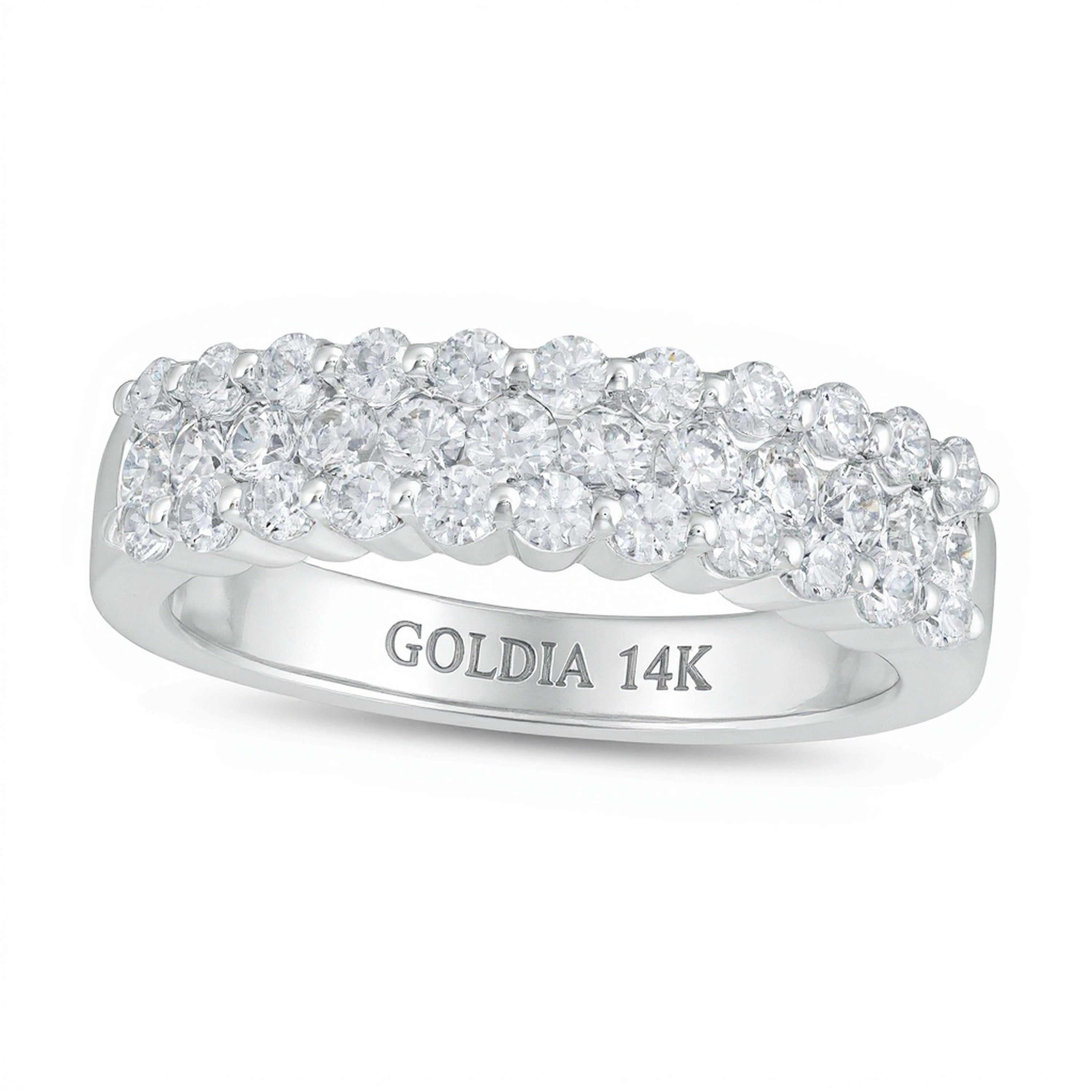 1.0 CT. TW Diamant-Ehering mehrreihig in 14K Weißgold