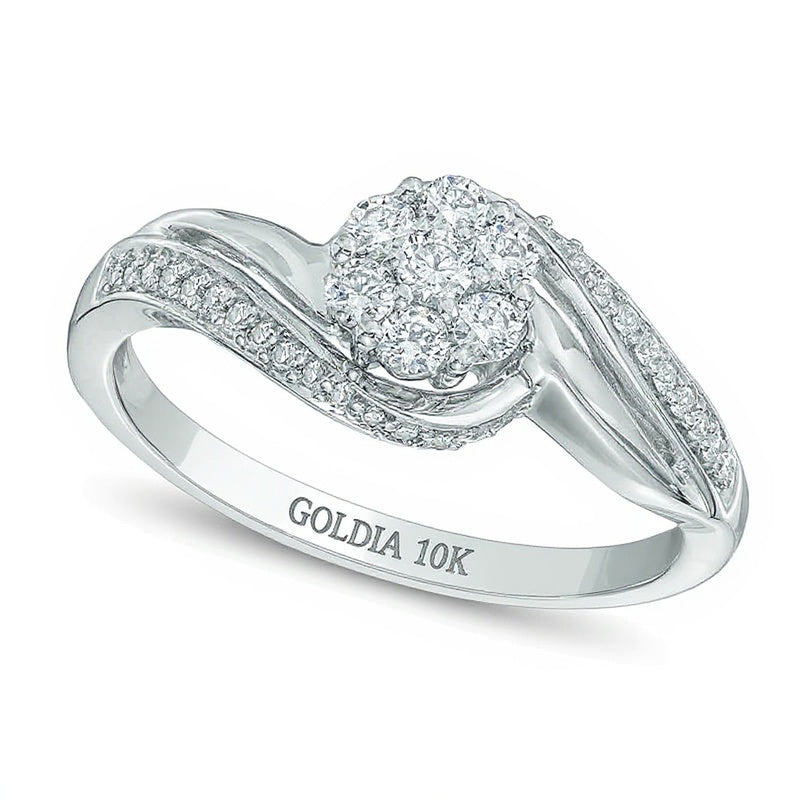 Verlobungsring mit mehreren Diamanten 0,33 ct. Gesamtgewicht im Swirl-Design in 10K Weißgold