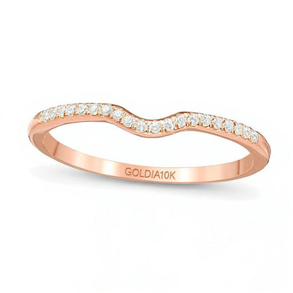0.1 ct. Gesamtgewicht Diamant Konturen-Ehering in 10K Roségold