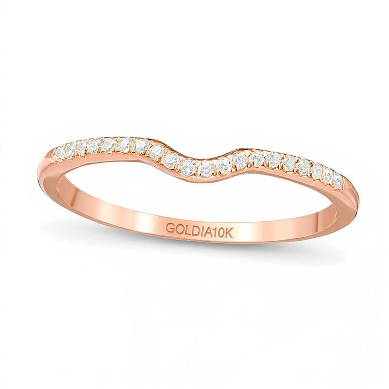 0.1 ct. Gesamtgewicht Diamant Konturen-Ehering in 10K Roségold