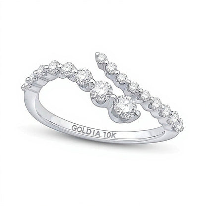 0.5 ct. Gesamtgewicht Labordiamant Bypass-Ring in 10K Weißgold (F/VS2)