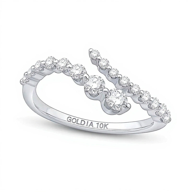 0.5 ct. Gesamtgewicht Labordiamant Bypass-Ring in 10K Weißgold (F/VS2)