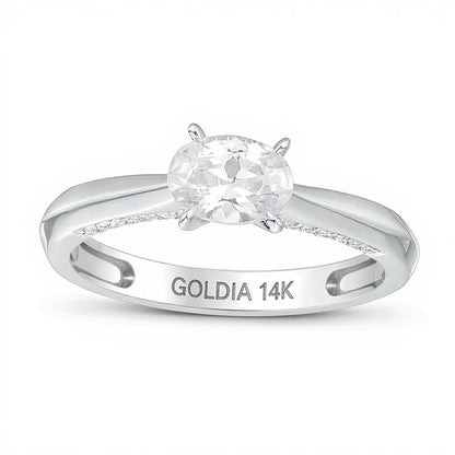 0.88 ct. Gesamtgewicht Verlobungsring Solitär mit ovalem Diamant in 14K Weißgold