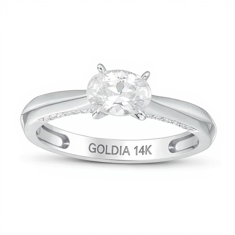 0.88 ct. Gesamtgewicht Verlobungsring Solitär mit ovalem Diamant in 14K Weißgold