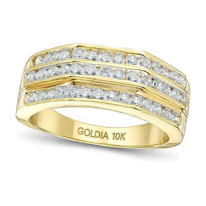 Ehering mit Diamanten 1.0 CT. Gesamtgewicht in 10K Gelbgold