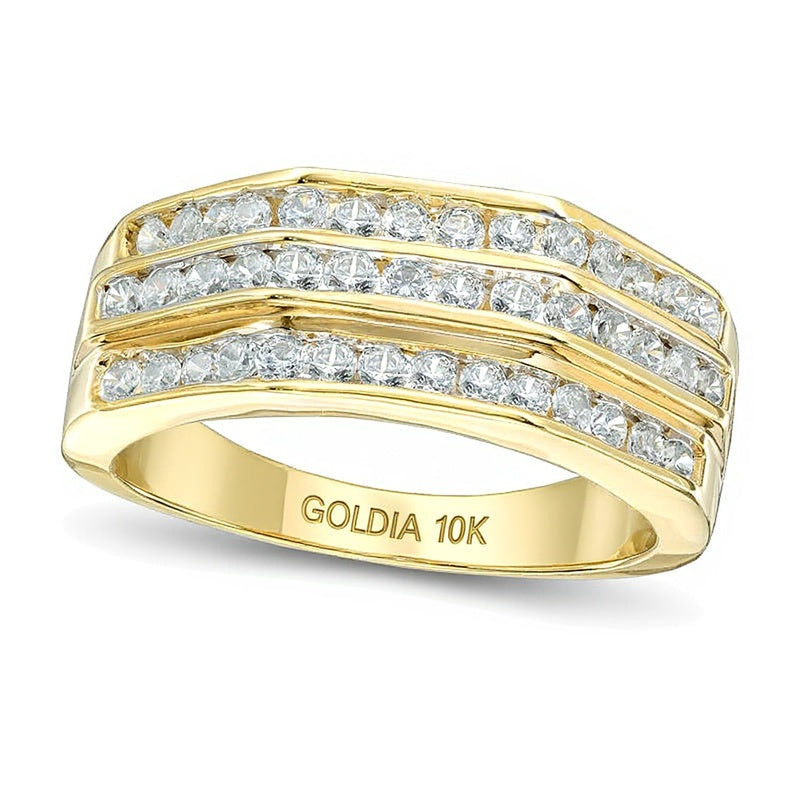 Ehering mit Diamanten 1.0 CT. Gesamtgewicht in 10K Gelbgold