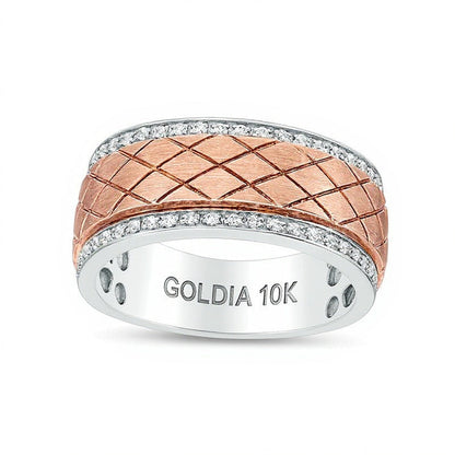 0.25 CT. Gesamtgewicht Diamant Ehering mit diagonalem Gittermuster in 10K Bicolor-Gold