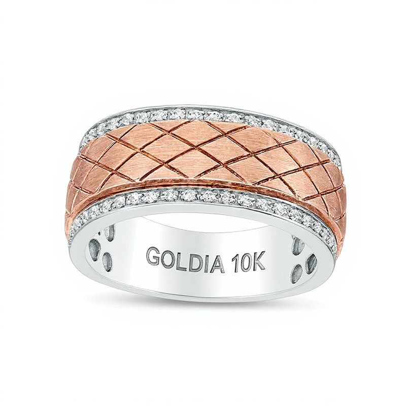0.25 CT. Gesamtgewicht Diamant Ehering mit diagonalem Gittermuster in 10K Bicolor-Gold