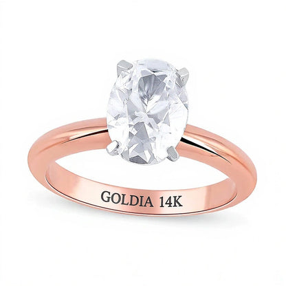 2.0 CT. Ovaler Labordiamant Solitär Verlobungsring in 14K Roségold (F/VS2)