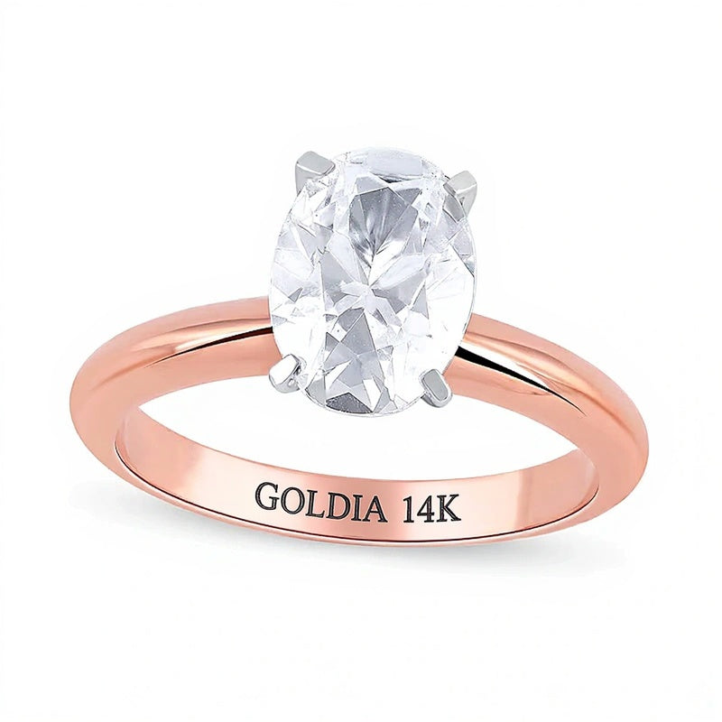 2.0 CT. Ovaler Labordiamant Solitär Verlobungsring in 14K Roségold (F/VS2)